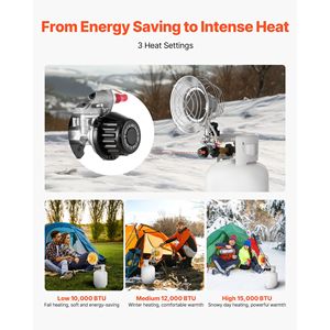 Riscaldatore a Gas Propano da 15000 BTU, Riscaldamento Rapido a 180 Gradi, Regolazione Graduale della Temperatura a Infrarossi - Product Image 3