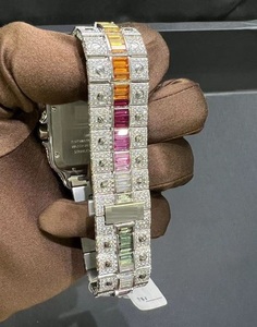 Reloj Analógico Cuadrado de Acero Inoxidable Estilo Hip Hop, Cristal de Zafiro, Diseño Personalizado, Moissanita Arcoíris, Alta Calidad, Alarma, Mecánico - Product Image 6