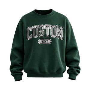 High Quality Custom Text Green Oversized <b>Sweatshirt</b> Women Casual Crew Neck Pullover Fleece Loose Fit Streetwear - Product Image 2