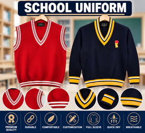 Uniforme escolar reflectante unisex, suéter de punto con cuello en V para niños, logotipo personalizado con colores válidos según ISO. - Product Image 2