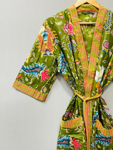 Batas Kimono de Lujo de Algodón con Cordón, Estampado Floral, para Verano e Invierno, Regalos para Damas de Honor, Ropa de Estar por Casa y Playa - Product Image 4