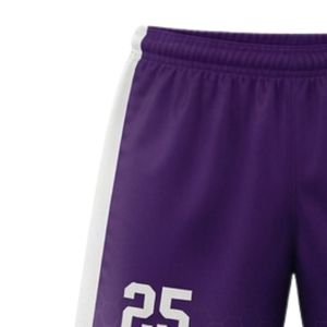Shorts de lacrosse unisexe violet et blanc en polyester, coupe athlétique, légers, pour uniforme sportif, entraînement d'équipe et tenue de match - Product Image 3