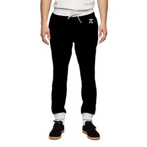 Pantalon de survêtement en coton noir pour homme avec logo Pi, taille élastique et cordon de serrage, style décontracté, idéal pour l'automne - Product Image 1