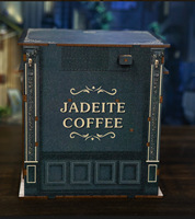 Green Crystal Coffee Shop DIY Puzzle Kayu 3D Model Miniatur Rak Buku Rakitan Tangan Usia 14 Tahun Ke Atas XW-03