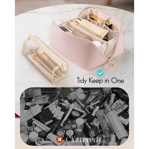 Borsa da Viaggio per Toilette in Pelle PU di Grande Capacità, Impermeabile, Portatile, con Divisorio per Cosmetici da Donna - Product Image 4