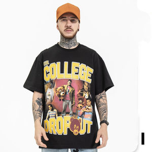 เสื้อยืดแขนสั้นทรงปกติสำหรับผู้ชาย ผ้าถักเนื้อนุ่ม สีเทาอ่อน คอกลม ผ้าฝ้าย 100% ระบายอากาศได้ดี สไตล์สตรีทแวร์ ปรับแต่งลายด้านหน้าได้ - Product Image 3