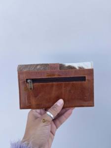 Belle pochette en cuir de fourrure de vachette marron pochette portefeuille sac à main à la mode Offre Spéciale cadeau pour les femmes - Product Image 2