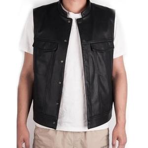 VIBE SEWN Custom Embroidery <b>Men's</b> Genuine <b>Leather</b> <b>Vest</b> Fashion New Design Motorbike <b>Vest</b> Breathable Windproof Eco-Friendly - Product Image 3