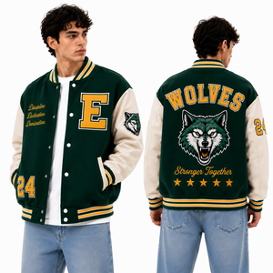 Chaqueta Letterman Bordada con Parche de Chenilla y Mangas de Lana, Estilo Varsity Bomber, para Ropa de Equipo de Marca Privada, Muestra Rápida, Streetwear, Duradera - Product Image 4