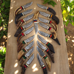 Couteau de chasse/découpe personnalisable en acier inoxydable OEM avec manche en bois Pakka, étui en cuir, fabrication artisanale, marque ZA DAMASCUS MAKERS - Product Image 1