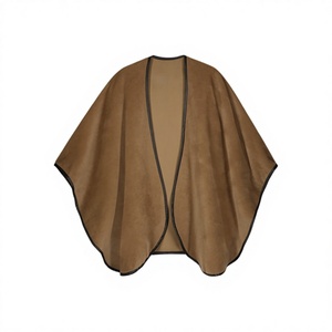 OEM 2026 Women Brown Suede Look Open Front Cape Shawl <b>Cardigan</b> Loose Fit Casual Luxury Soft Lightweight Wrap Outerwear Wholesale - Product Image 1