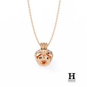 Pendentif solitaire classique à 6 griffes avec diamant rond, collier en or 14K/18K pour femme - Product Image 6