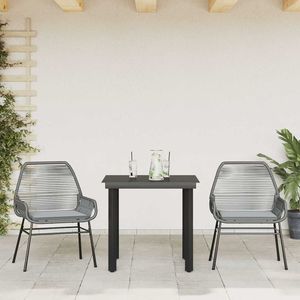 Conjunto de Comedor de Jardín de 2 Plazas en Ratán PE Gris, Muebles de Patio Resistentes a los Rayos UV - Product Image 3