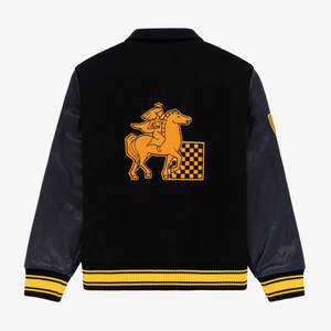 Veste en chenille brodée de qualité supérieure, veste varsity en cuir unisexe, streetwear de haute qualité en toile - Product Image 2