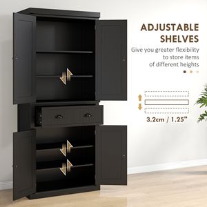 Armadio dispensa da cucina autoportante alto 183 cm con ante a cassetto nere e ripiani contenitore - Product Image 5