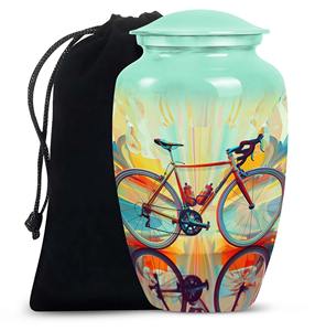 Urnas de cremación para bicicletas de color verde azulado, urnas funerarias para cenizas humanas, urnas conmemorativas para adultos, recuerdo decorativo, tributo, memoria. - Product Image 1