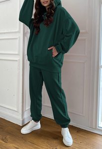 Women's Casual Autumn Eco-Friendly 2-Piece Breathable Print <b>Sweater</b> Set with Long Sleeve Hoodie and Pants - Product Image 3