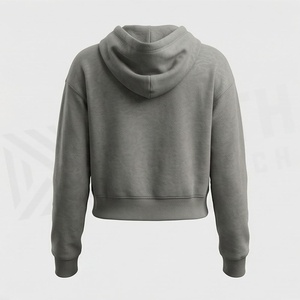 Haut court à capuche pour femme en coton, coupe ample, respirant, pour entraînement sportif, couleur personnalisable, logo personnalisé - Product Image 2