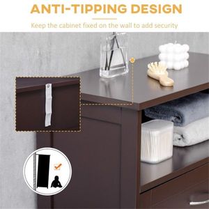 Mobile Bagno Moderno con 2 Ante e Ripiano Salvaspazio in Legno MDF per Casa, Scuola o Hotel in Nero Come Design - Product Image 5