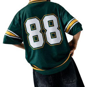Maillot de football américain unisexe vert tendance en maille, T-shirts de sport en coton de qualité supérieure, service OEM, vente en gros, commande en gros - Product Image 4