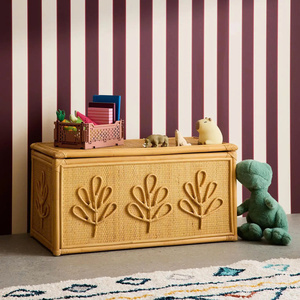 Coffre de rangement en rotin inspiré de Montessori, fait main, tressé, pour chambre d'enfant, organisateur de meubles, design rustique tressé avec poignée - Product Image 1