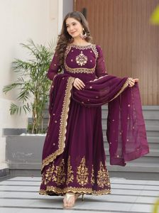 Bridal Wedding Plus Size Ball Gown in Chiffon with Embroidery and <b>Sequin</b> Work for Women Ready to Ship 76804 - Product Image 5