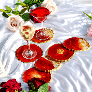 Ensemble de sous-verres en bois de couleur naturelle, style glamour et luxueux |   Sous-verres et sets de table ronds écologiques, non toxiques et réutilisables de 100 mm - Product Image 1