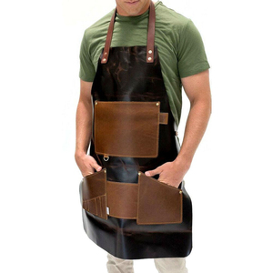 Tablier en cuir de haute qualité, vente en gros, tabliers de barbier pour hommes et femmes, tablier de coiffeur avec plusieurs poches en cuir - Product Image 5