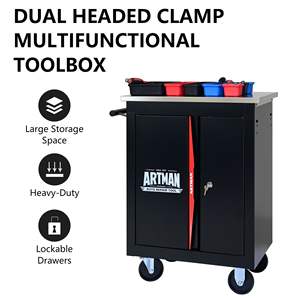 Carrello per utensili multifunzione a doppia porta in nero e rosso per archiviazione e organizzazione - Product Image 2