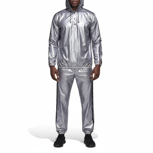 Traje de sauna con capucha plateada para hombre, ropa de entrenamiento para ejercicio en casa, sudadera con capucha para pérdida de peso, chándal con capucha para sauna - Product Image 3