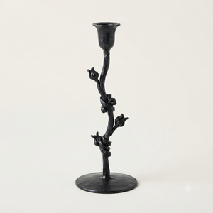 Double Ring Design <b>Black</b> Finish Iron <b>Candlestick</b> Holders for Home Wedding Holiday Decoration Tabletop Handmade Candle Holders - Product Image 5