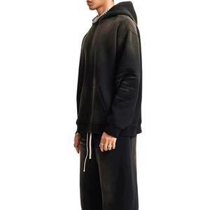 Conjunto Deportivo con Efecto Deslavado, Sudadera con Capucha y Pantalones, 100% Algodón, Estilo Holgado, Unisex - Product Image 3