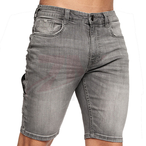 Men's Gray Denim <b>Shorts</b> Straight <b>Leg</b> Mid Waist Stonewashed Cotton Casual Summer Wear Comfortable Casual Summer Apparel - Product Image 3