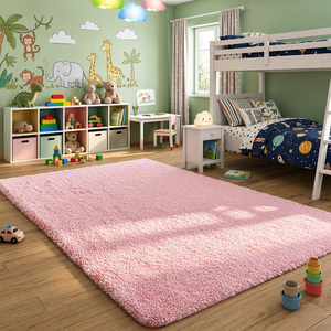 พรมขนปุยเนื้อนุ่มพิเศษสำหรับห้องเด็ก – พรมกำมะหยี่สีชมพูเข้มสำหรับห้องเด็กอ่อนและพื้นที่เล่น - Product Image 1