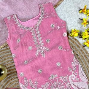 Pink Embroidered Girls Salwar Kameez Set with Dupatta Traditional Premium Outfit for <b>Wedding</b> Party Kids Wear By Royal Export - Product Image 3