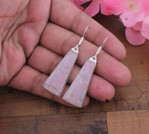 Blue Lace Agate Water Drop Dangle Earrings 925 <b>Sterling</b> <b>Silver</b> Gold Plated Vintage Unisex Women's Handmade Gemstone Jewelry - Product Image 2