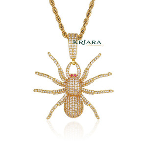 Colgante de Araña en Plata 925 con Baño de Oro de 18K e Incrustaciones de Diamantes Cultivados en Laboratorio, Estilo Hiphop, Unisex, para Uso Diario - Product Image 4