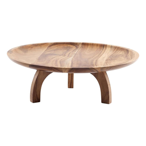 Assiettes à dîner rondes en bois Offre Spéciale Plateau de service en bois d'acacia avec support Table à manger Décor de fruits Stand Apéritif Plateau de service - Product Image 1