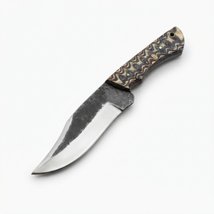 มีด EDC ใบมีดแบบ Fixed Blade ปลายแหลม ตีขึ้นรูปด้วยมือ ด้ามไม้ Pakka สำหรับตั้งแคมป์ บุชคราฟท์ มีดอเนกประสงค์ ขายส่ง OEM - Product Image 1