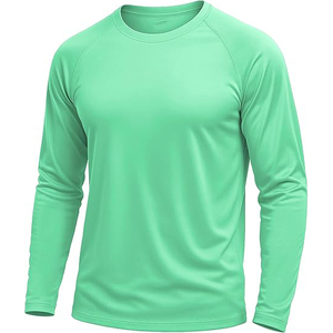 Bulk Mens Long Sleeve Rash Guard Mint Green <b>SPF</b> 50 Plus UV Sun Protection Swim Shirt Factory Direct Custom Swimwear Tee - Product Image 1