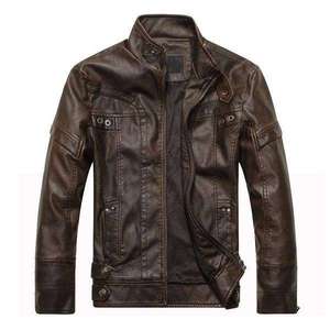 Veste de motard en cuir véritable pour homme, couleur café foncé, style moto tendance - Product Image 4