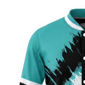 Teal Black White Baseball <b>Jacket</b> Full Zip Long Sleeve Sports Team Uniform <b>Lightweight</b> Comfortable Outerwear - Product Image 5