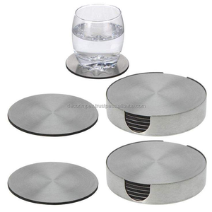 Ensemble de sous-verres en aluminium avec support Forme ronde Taille personnalisée Ensemble de sous-verres à thé pour la maison Hôtel - Product Image 1