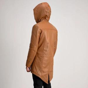 Chaqueta de Cuero Genuino para Hombre con Capucha, Abrigo Cálido de Invierno con Forro de Borrego, Ropa Exterior Casual de Moda para Motociclista, Personalizada OEM Moderna - Product Image 2