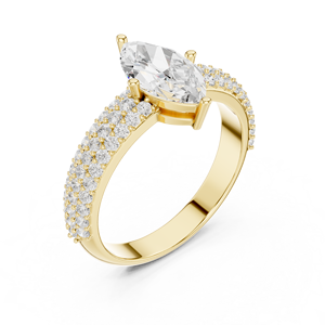 Marquise Cut Lab Grown Diamond <b>Ring</b> Gold Plated Bridal Wedding Band Micro Pave Luxury Jewelry for Women - Product Image 4