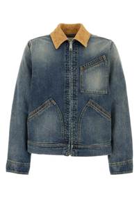Veste en jean pour homme avec col en fourrure, fermeture éclair, style décontracté automne, coupe classique, finition délavée, design avec poches - Product Image 4