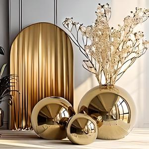 Elegant <b>Gold</b> Metal Flower <b>Vase</b> Set Modern Decorative Centerpiece <b>Vase</b> for Luxury Home Living Room Interior Decoration - Product Image 6