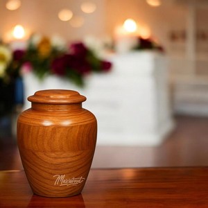 Urne funéraire artisanale en bois de rose pour cendres humaines, taille moyenne 9x5,5 pouces, boîte à cendres commémorative. - Product Image 3