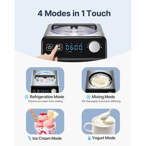 Gelatiera Elettrica Mini da Casa con Compressore Integrato, 2 Quarti, in Acciaio Inox, Automatica, Senza Precongelamento - Product Image 4