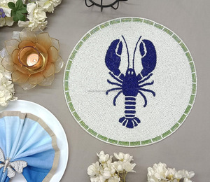 Coastal Beaded Lobster Placemat Round Handmade <b>Seed</b> Bead Table <b>Mat</b> Nautical Seafood Dining Table Decor Summer Home DecorationB2B - Product Image 6